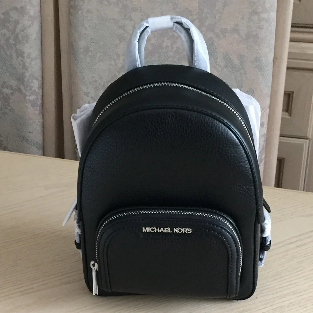 Michael Kors Jaycee Black Leather Backpack - Picture 1 of 10